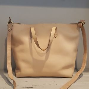 Madewell tan leather carryall tote/crossbody